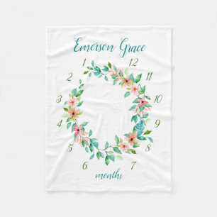 Couverture Polaire Paradise Floral Baby Girl Monthly Milestone Photo