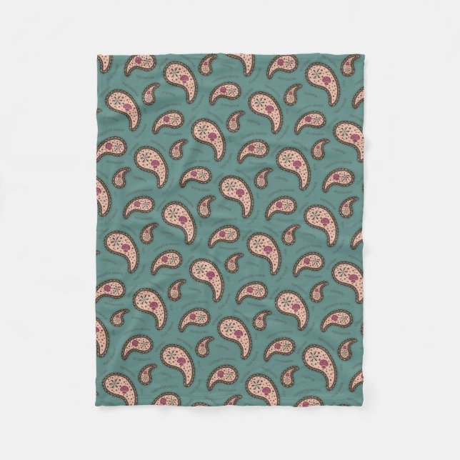 Couverture Polaire Paramecia Paisley Biologie Science Sarcelle (Devant)
