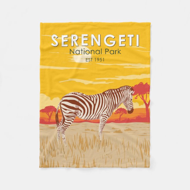 Couverture Polaire Parc national du Serengeti Zebra Travel Art Vintag (Devant)