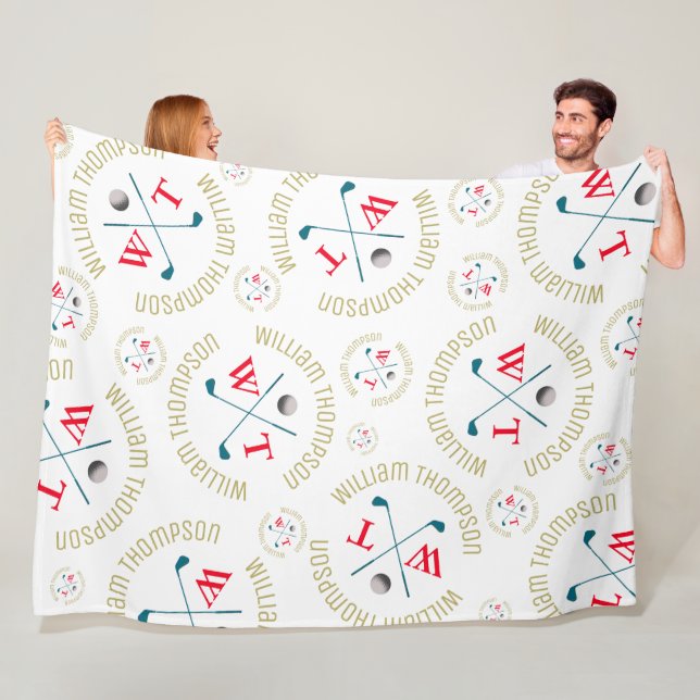 Couverture Polaire Parcours étanche Sports Golf Clubs Motif Blanc (En situation)
