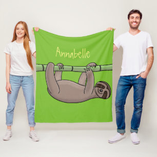 Couverture Polaire Paresse souriante mignon sur dessin animé en bambo