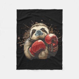 Couverture Polaire Paresseux de boxe avec gants de boxe Kickboxing Dr