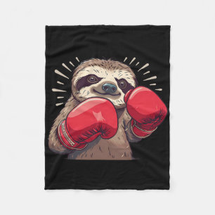 Couverture Polaire Paresseux de boxe avec gants de boxe Kickboxing Dr