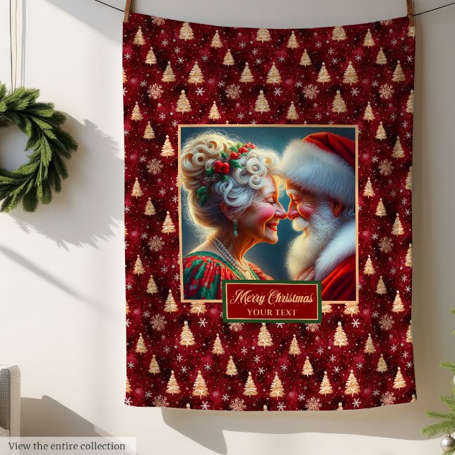 Couverture Polaire Parfait Vacances Jetées Blanche Bourgogne Gold Pèr (Perfect Holiday Throw Blanket Burgundy Gold Santa Claus)