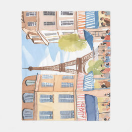 Couverture Polaire Paris France Tour Eiffel | Aquarelle Voyage