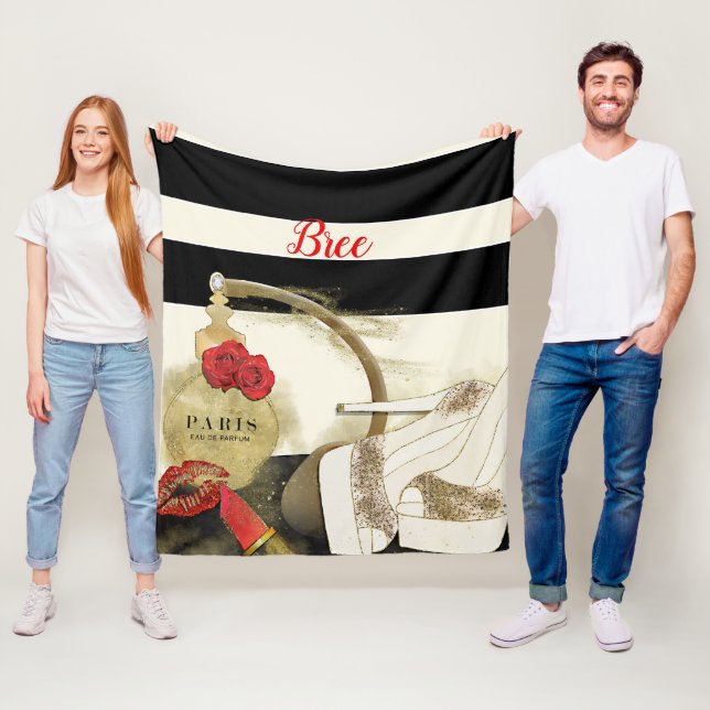 Couverture Polaire Paris Parfum Rose talons et bâton à lèvres (En situation)