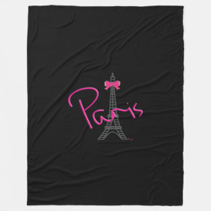 Couverture Polaire Paris, Tour Eiffel avec Bow rose noir
