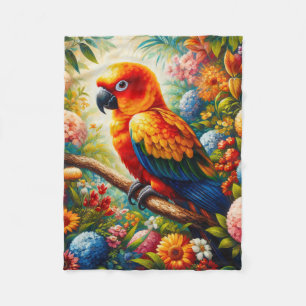 Couverture Polaire Parrot Sun Conure aux fleurs colorées