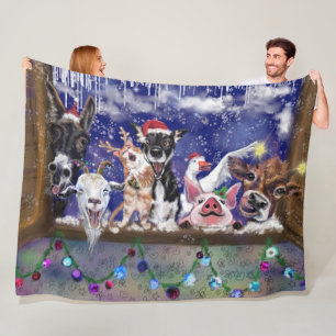Couverture Polaire Parti des animaux de la ferme de Christmas