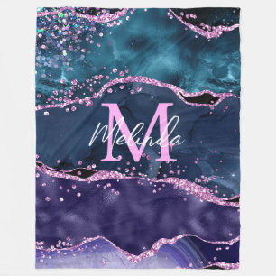 Couverture Polaire Parties scintillant bleue et violet marine Agate m