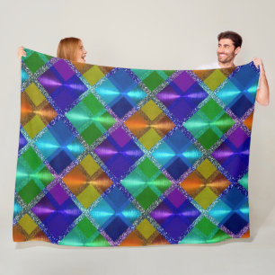 Couverture Polaire Parties scintillant bleue violet orange vert Plaid