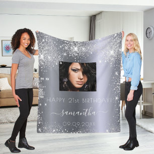 Couverture Polaire Parties scintillant d'argent de l'anniversaire pho