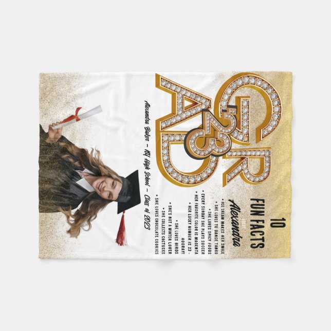Couverture Polaire Parties scintillant d'or Fun Facts Photo 2023 Grad (Devant (Horizontal))