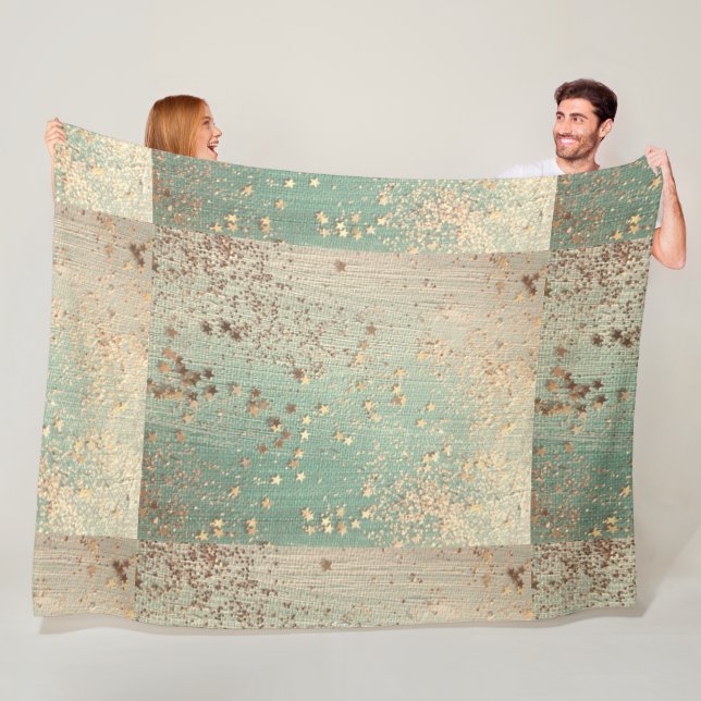 Couverture Polaire Parties scintillant d'or Stardust sur Sea Green Wh (En situation)