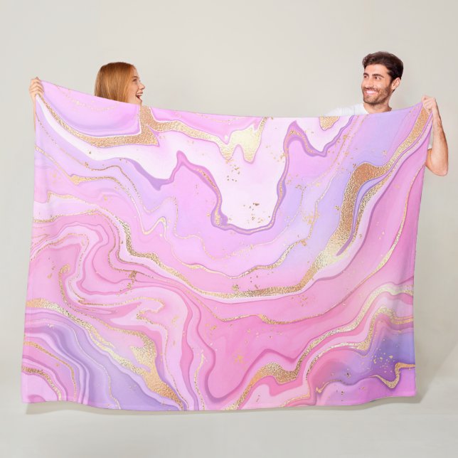 Couverture Polaire Parties scintillant en marbre rose violet or (En situation)
