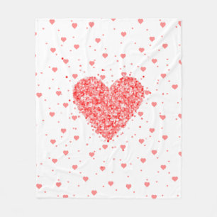 Couverture Polaire Parties scintillant romantique Coeur rouge sur les