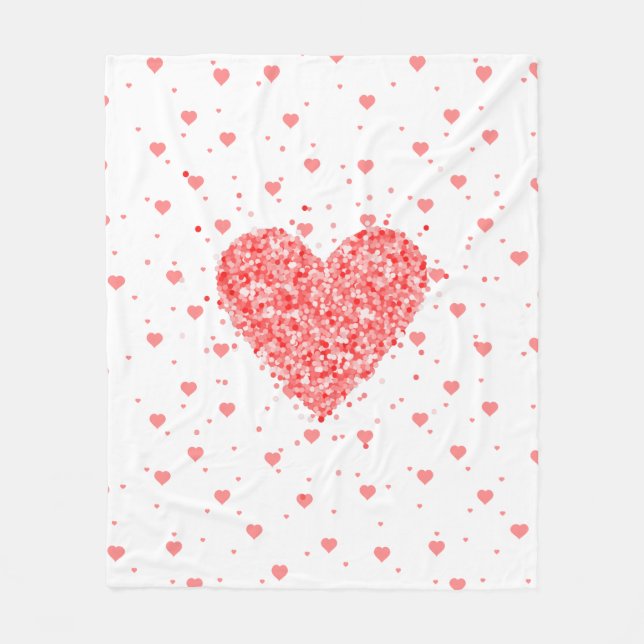 Couverture Polaire Parties scintillant romantique Coeur rouge sur les (Devant)