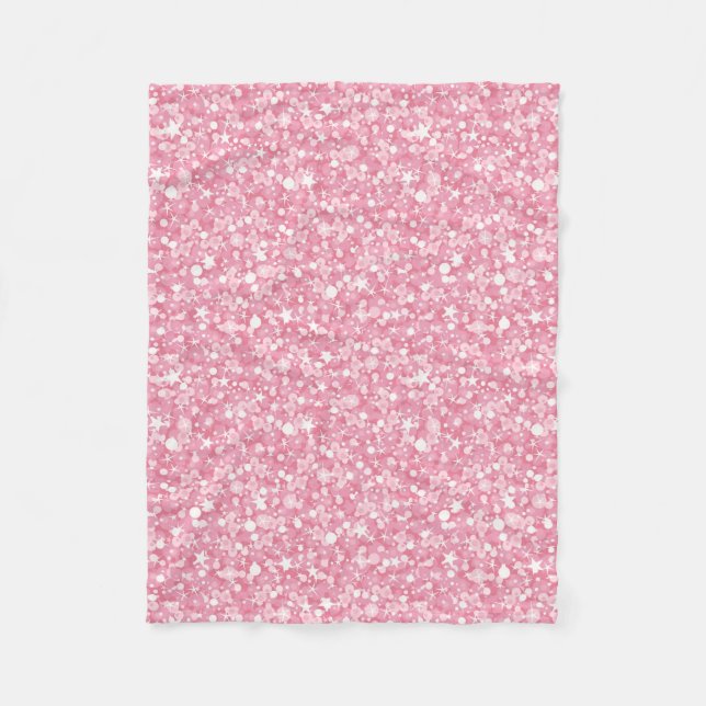 Couverture Polaire Parties scintillant Rose Étoiles Et Points Blancs (Devant)