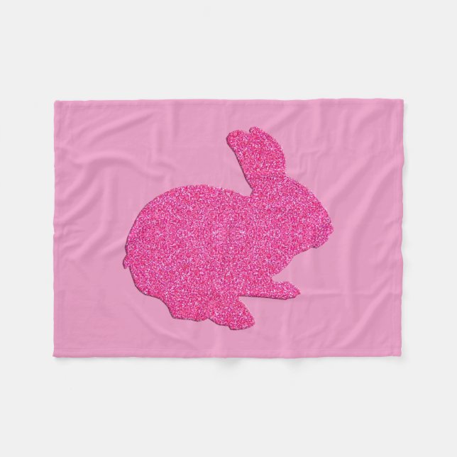 Couverture Polaire Parties scintillant rose Silhouette Bunny polaire  (Devant (Horizontal))