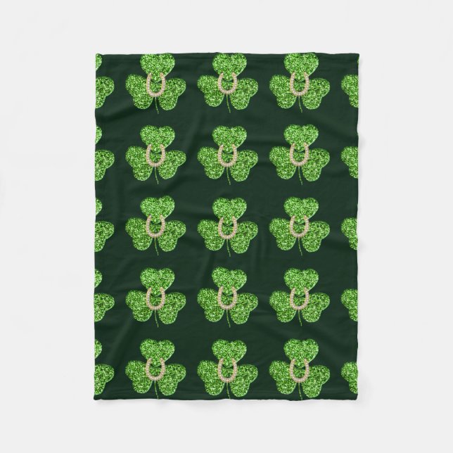 Couverture Polaire Parties scintillant Shamrock Et Horseshoe Fleece B (Devant)