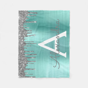 Couverture Polaire Parties scintillant Turquoise argentée en métal br