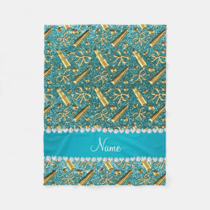 Couverture Polaire Parties scintillant turquoise de nom personnalisé