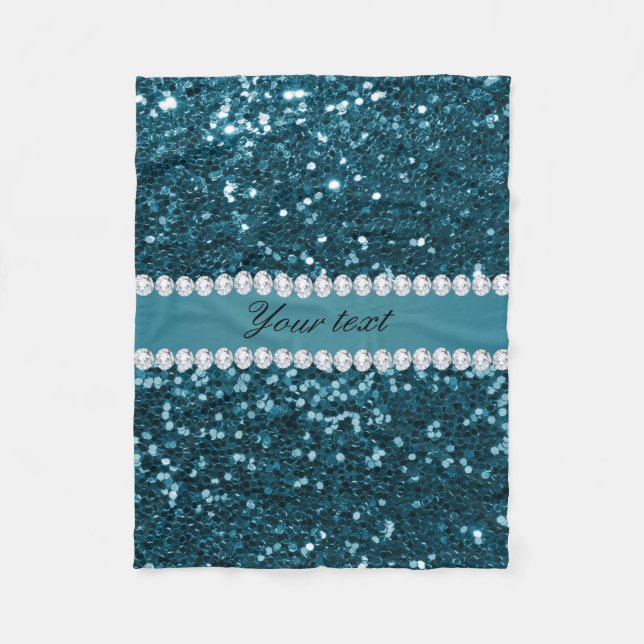 Couverture Polaire Parties scintillantes et diamants bleus turquoises (Devant)