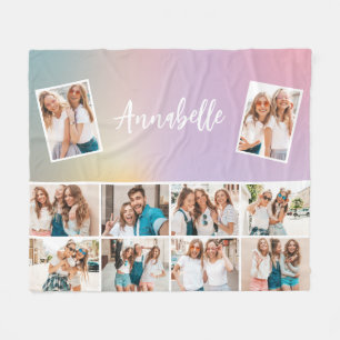 Couverture Polaire Pastel arc-en-ciel monographie simple multi photo