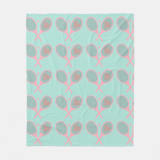 Couverture Polaire Pastel Heart Tennis Lecteur Racquettes Ball Design (Devant)