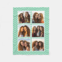 Pastel Mint Chevron Motif Trendy 6 Photo Collage