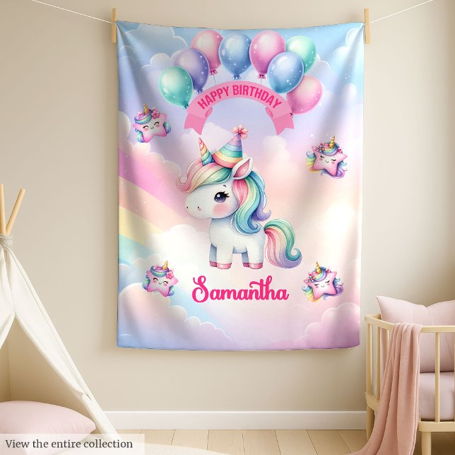 Couverture Polaire Pastel Personnalisé Unicorn Blanket Girls Annivers (Personalized Pastel Unicorn Blanket Girls Birthday)