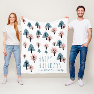 Couverture Polaire Pastel Pink Blue Cookie Bell Star Trees Noël