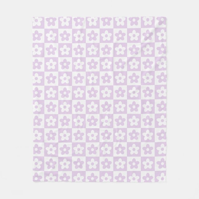 Couverture Polaire Pastel Purple Retro À damiers Fleur Motif (Devant)