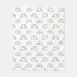 Couverture Polaire Pastel Rainbow Motif avec Coeurs