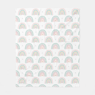 Couverture Polaire Pastel Rainbow Motif avec Coeurs