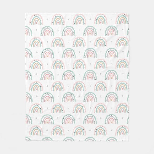 Couverture Polaire Pastel Rainbow Motif avec Coeurs (Devant)