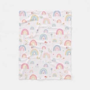 Couverture Polaire Pastel Rainbows Girly Fleurs sauvages & Coeurs