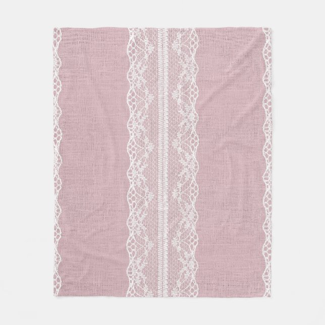 Couverture Polaire Pastel rose blanc dentelle texture (Devant)