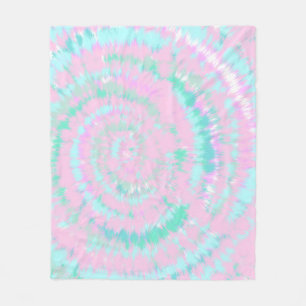 Couverture Polaire Pastel Tie Dye Motif Pink Aqua Mint Green