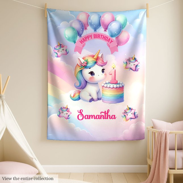 Couverture Polaire Pastel Unicorn Blanket Fille 1er anniversaire Cade (Pastel Unicorn Blanket Girl 1st Birthday Gift)