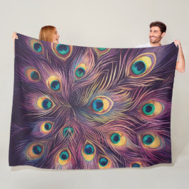 Couverture Polaire Pastels Violets Dessin Peacock Plumes