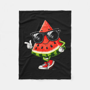 Couverture Polaire Pastèque cool avec des lunettes de soleil fruit d'