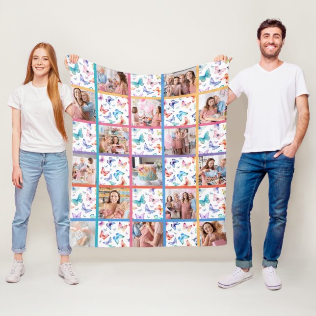 Couverture Polaire Patchwork Baby shower papillon (En situation)