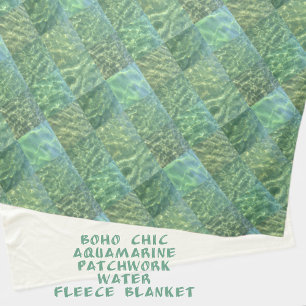 Couverture Polaire Patchwork d'Aquamarine Blue Water Boho Chic