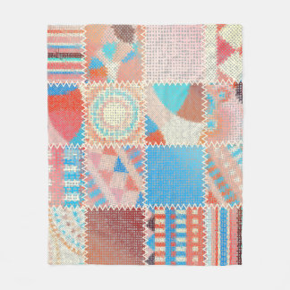 Couverture Polaire Patchwork de toile brute : Motif Vintage texturé