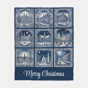 Couverture Polaire patchwork décors d'hiver/Noël