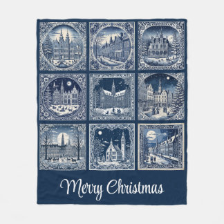 Couverture Polaire patchwork décors d'hiver/Noël