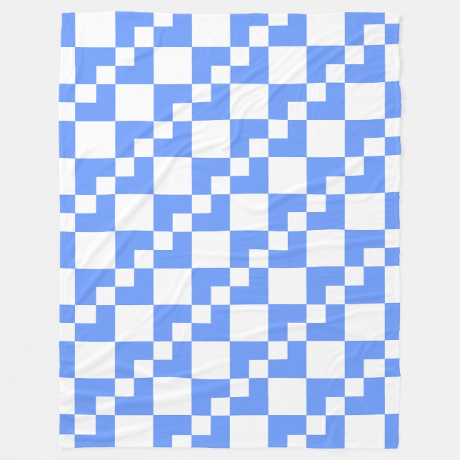 Couverture Polaire Patchwork Domino - Bébé bleu et blanc (Devant)
