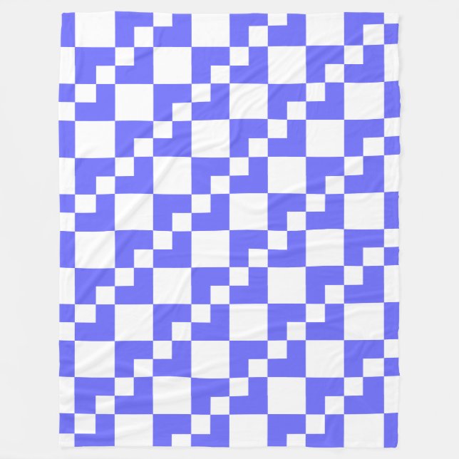 Couverture Polaire Patchwork Domino - Electrique Bleu et Blanc (Devant)