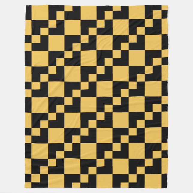 Couverture Polaire Patchwork Domino - Noir et orange (Devant)